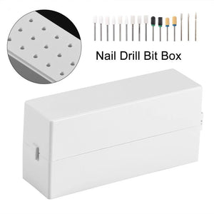 Nail Drill Bits Holder Dustproof Stand Organizer Container 30 Holes