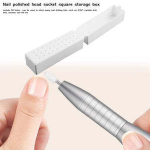 Nail Drill Bits Holder Dustproof Stand Organizer 30 Holes with Acrylic Cover