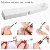 Nail Drill Bits Holder Dustproof Stand Organizer 30 Holes with Acrylic Cover