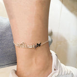Custom Name Anklet-Gold Anklet With Butterfly-Personalized Gift For Women