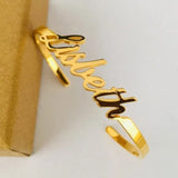 Women's Personalized Initial Letter Bracelet Stainless Steel Bangle