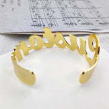 Name Bracelet Charm Bangle Personalized Stainless Steel Jewelry