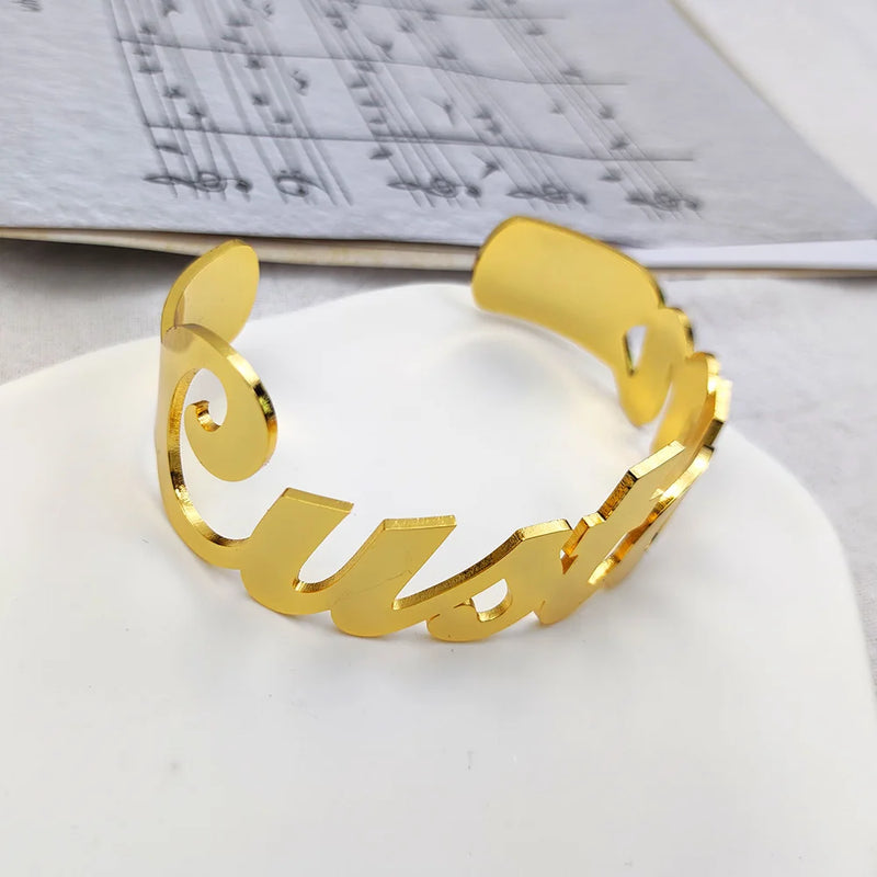 Name Bracelet Charm Bangle Personalized Stainless Steel Jewelry