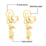 Rose Stainless Steel Crown Stud Earrings Birthday Gift