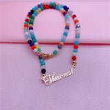 Colorful Beaded Necklace Pearl Clay Necklace Pendant Women Necklace