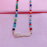 Colorful Beaded Necklace Pearl Clay Necklace Pendant Women Necklace
