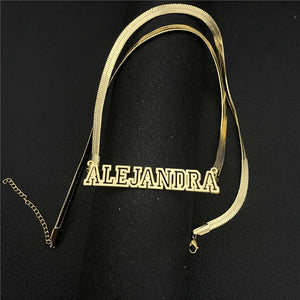 Snake Chain Stainless Steel Necklace Personalized Bead Choker Pendant Jewelry