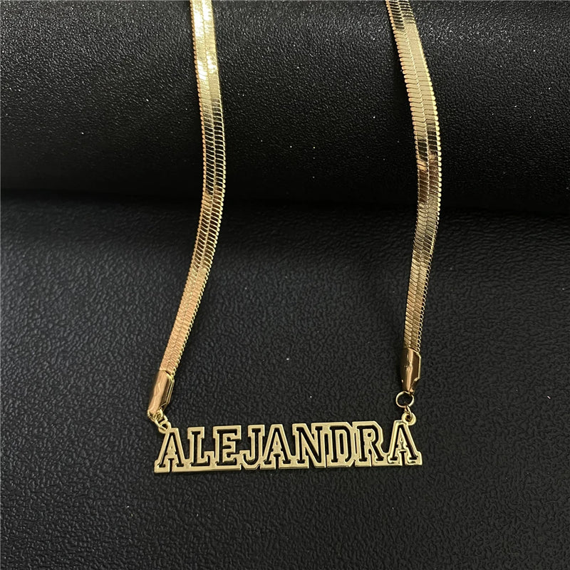 Snake Chain Stainless Steel Necklace Personalized Bead Choker Pendant Jewelry