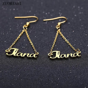 Personalized Name Drop Dangle Earrings Stainless Steel Jewelry