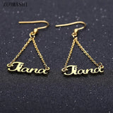 Personalized Name Drop Dangle Earrings Stainless Steel Jewelry