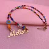 Personalized Stainless Steel Name Necklace Bead Choker for Women
