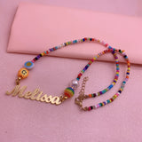 Personalized Stainless Steel Name Necklace Bead Choker for Women