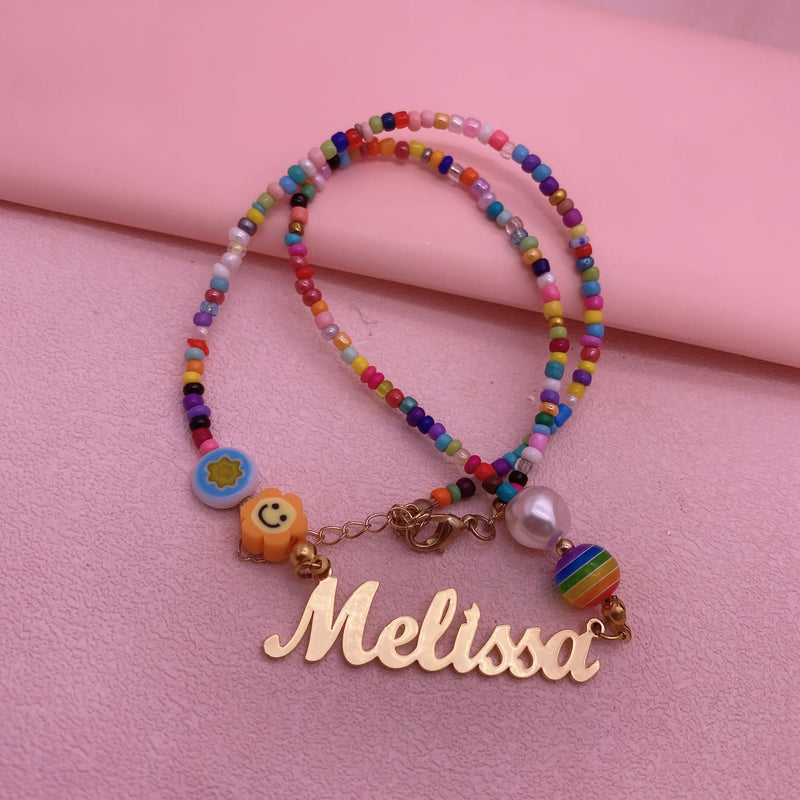 Personalized Stainless Steel Name Necklace Bead Choker for Women