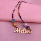Personalized Stainless Steel Name Necklace Bead Choker for Women