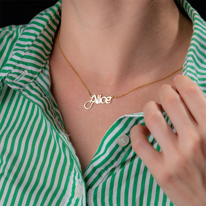 Name Necklace Stainless Steel Personalized Name Plate Jewelry Pendant