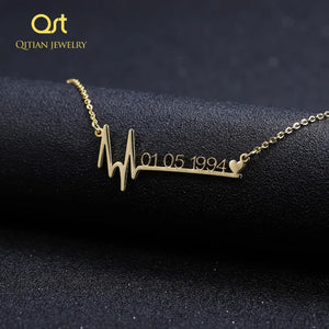 Heartbeat Necklace Lockbone Chain Pendant Necklace Female Retro Jewelry