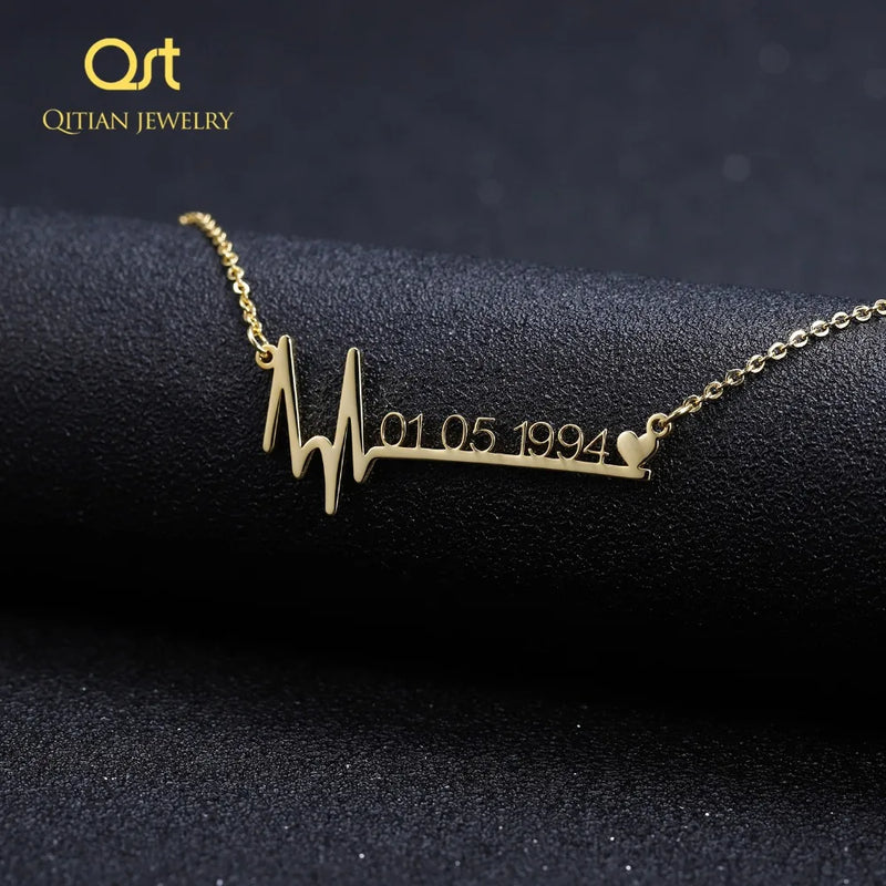Heartbeat Necklace Lockbone Chain Pendant Necklace Female Retro Jewelry