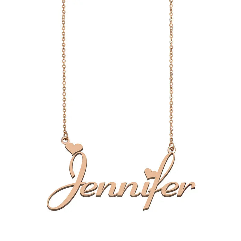 Jennifer Name Necklace Stainless Steel Choker Letter Pendant Gift