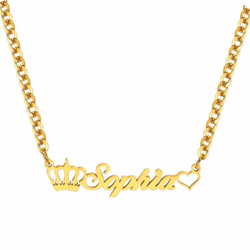 Name Necklace Pendant Stainless Steel Heart Personalized Women Birthday Gift