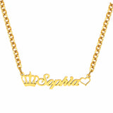 Name Necklace Pendant Stainless Steel Heart Personalized Women Birthday Gift