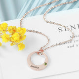 Personalised Birthstone Name Necklace Gold Plated Jewelry