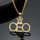 Crown Personalised Necklace Stainless Steel Nameplate Pendant for Women