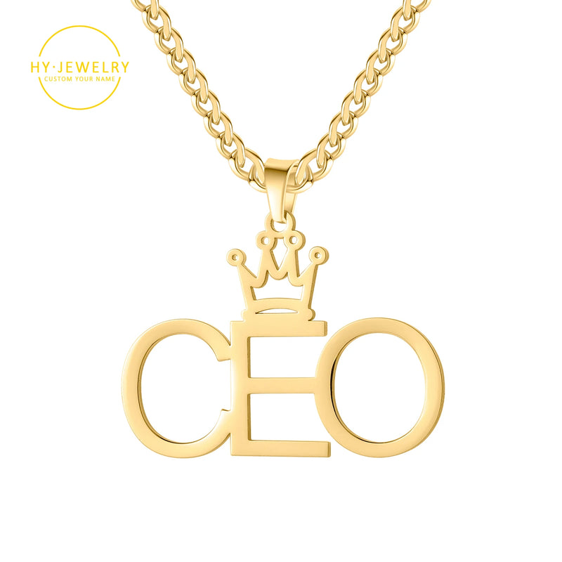 Crown Personalised Necklace Stainless Steel Nameplate Pendant for Women