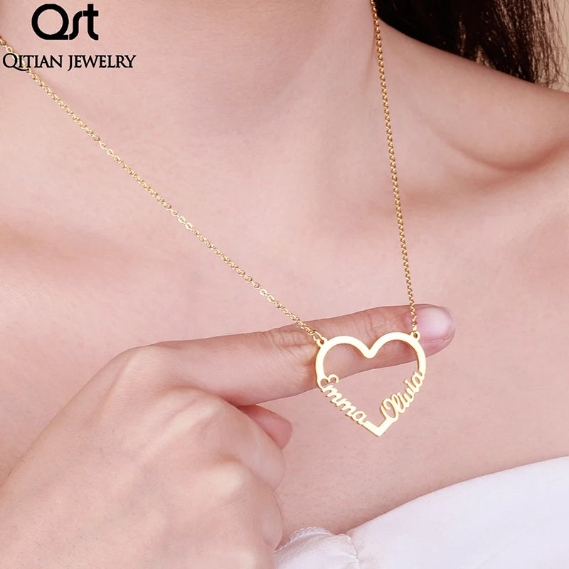 Stainless Steel Love Heart Necklace Personalized For Women