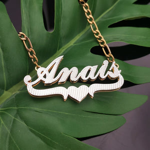 Custom Name 3D Pendant Necklace 18K Plated Stainless Steel Chain