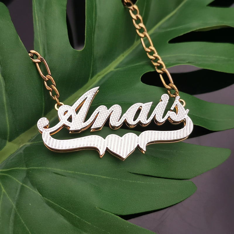 Custom Name 3D Pendant Necklace 18K Plated Stainless Steel Chain