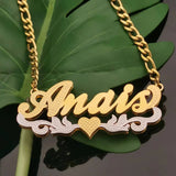 Custom Name 3D Pendant Necklace 18K Plated Stainless Steel Chain