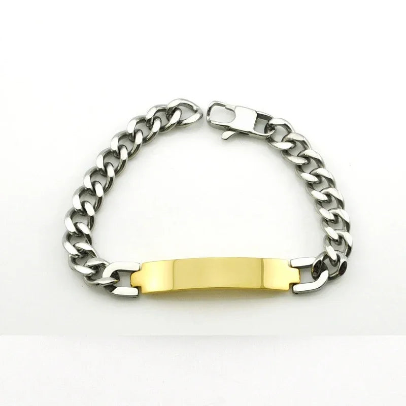 Nameplate Bracelets Men Stainless Steel Charm Bracelet
