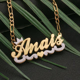 Personalized Nameplate Necklace with Crown Heart Pendant