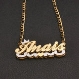 Personalized Nameplate Necklace with Crown Heart Pendant
