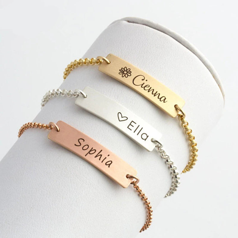 Personalized Nameplate Bracelet - Stainless Steel Jewelry