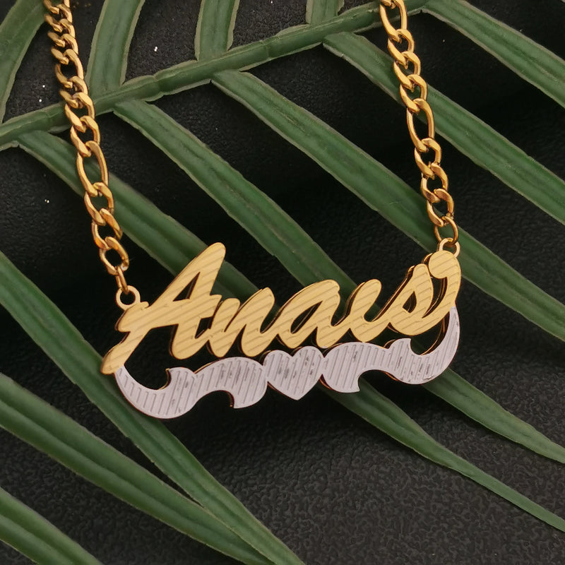 Personalized Nameplate Heart Necklace 3D Pendant