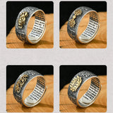 Namo Amitabha Lotus Ring For Men Retro Dragon Buddha Heart Sutra Ring