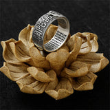 Namo Amitabha Lotus Ring For Men Retro Dragon Buddha Heart Sutra Ring