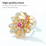 Zircon Inlaid 925 Silver Flower & Dragonfly Earrings