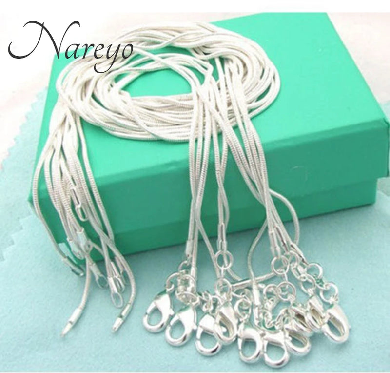 925 Silver Chain 1mm Snake Necklace - 5 Pcs/Batch (16-30 Inches)