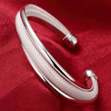 925 Silver Mesh Beveled Smooth Bracelet, Gift for Women