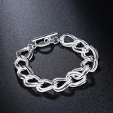 925 Sterling Silver Double Twist Chain Bracelets for Women Party Wedding Jewelry