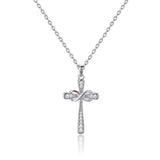 925 Silver Necklace Cross Zircon Pendant Religious Belief Jewelry Gift