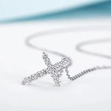 925 Silver Necklace Cross Zircon Pendant Religious Belief Jewelry Gift
