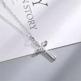 925 Silver Necklace Cross Zircon Pendant Religious Belief Jewelry Gift