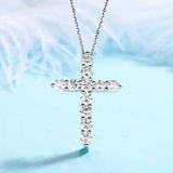 925 Silver Necklace Cross Zircon Pendant Religious Belief Jewelry Gift