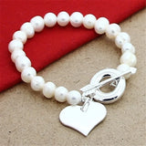 925 Silver Charm Bracelet with 8MM Beads for Women