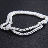 925 Silver Necklace 5MM Snake Chain Unisex Bone Pendant Jewelry 20in
