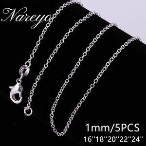 925 Silver 5pcs 40-60cm Chain Necklaces For Women