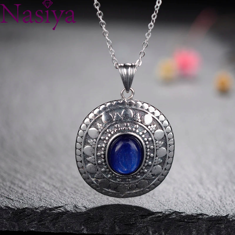 Nasiya Classic Kyanite Pendant Silver Necklace Birthday Gift Jewelry